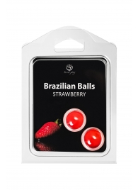 Набор из 2 шариков с массажным маслом Brazilian Balls с ароматом клубники - Secret Play - купить с доставкой в Арзамасе