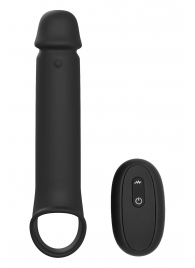 Черная насадка-удлинитель с вибрацией Vibrating Extender With Remote - Dream Toys - в Арзамасе купить с доставкой