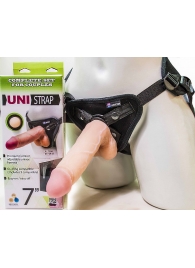 Страпон-унисекс с двумя насадками UNI strap 7  Harness - 19 и 16 см. - LOVETOY (А-Полимер) - купить с доставкой в Арзамасе