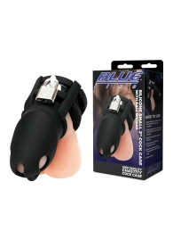 Черная клетка для пениса Silicone Small 2 in Cock Cage With Ball Divider - BlueLine - купить с доставкой в Арзамасе