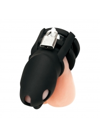 Черная клетка для пениса Silicone Small 2 in Cock Cage With Ball Divider - BlueLine - купить с доставкой в Арзамасе