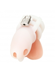 Белая клетка для пениса Silicone Small 2 in Cock Cage With Ball Divider - BlueLine - купить с доставкой в Арзамасе