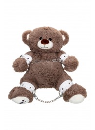 Бондажный набор: бурый мишка с белыми оковами и наручниками - Pecado - купить с доставкой в Арзамасе