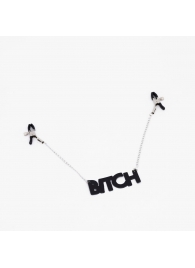 Зажимы на соски с кожаной подвеской Bitch - Crazy Handmade - купить с доставкой в Арзамасе