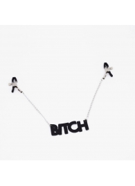 Зажимы на соски с кожаной подвеской Bitch - Crazy Handmade - купить с доставкой в Арзамасе