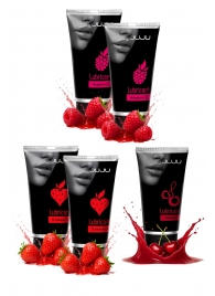 Набор из 5 съедобных лубрикантов JUJU (клубника х 2, малина х 2, вишня) - JuJu - купить с доставкой в Арзамасе Набор из 5 съедобных лубрикантов JUJU (клубника х 2, малина х 2, вишня) - JuJu - купить с доставкой в Арзамасе