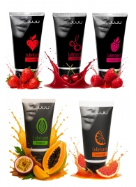 Набор из 5 съедобных лубрикантов JUJU (клубника, малина, тропические фрукты, вишня, грейпфрут) - JuJu - купить с доставкой в Арзамасе Набор из 5 съедобных лубрикантов JUJU (клубника, малина, тропические фрукты, вишня, грейпфрут) - JuJu - купить с доставкой в Арзамасе