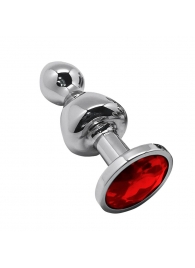 Серебристая анальная втулка Wooomy Lollypop Size S с красным кристаллом - Adrien Lastic в Арзамасе Серебристая анальная втулка Wooomy Lollypop Size S с красным кристаллом - Adrien Lastic