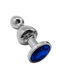 Серебристая анальная втулка Wooomy Lollypop Size S с синим кристаллом - Adrien Lastic в Арзамасе Серебристая анальная втулка Wooomy Lollypop Size S с синим кристаллом - Adrien Lastic