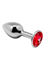 Серебристая анальная втулка Mini Metal Butt Plug Size M с красным кристаллом - Adrien Lastic в Арзамасе Серебристая анальная втулка Mini Metal Butt Plug Size M с красным кристаллом - Adrien Lastic
