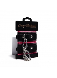 Черно-розовые скругленные наручники с мягкой подкладкой - Crazy Handmade - купить с доставкой в Арзамасе