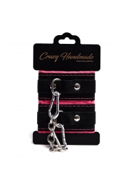 Черно-розовые скругленные наручники с мягкой подкладкой - Crazy Handmade - купить с доставкой в Арзамасе