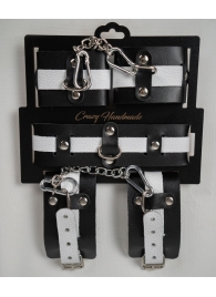 Набор фиксаторов из черной и белой натуральной кожи - Crazy Handmade - купить с доставкой в Арзамасе