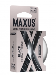 Черные утолщенные презервативы MAXUS Extra Strong с железным кейсом - 3 шт. - Maxus - купить с доставкой в Арзамасе
