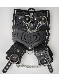 Черный ажурный кожаный набор фиксаций - Crazy Handmade - купить с доставкой в Арзамасе