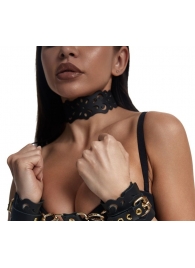 Черный ажурный чокер с золотистой фурнитурой - Crazy Handmade - купить с доставкой в Арзамасе