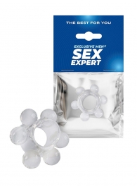 Прозрачное эрекционное кольцо с 6 стимулирующими шариками - Sex Expert - в Арзамасе купить с доставкой