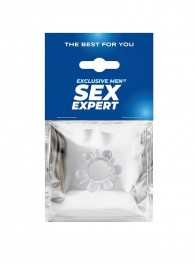 Прозрачное эрекционное кольцо с шариками и шипами - Sex Expert - в Арзамасе купить с доставкой