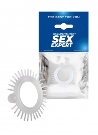 Эластичное эрекционное кольцо с шипиками и шариком - Sex Expert - в Арзамасе купить с доставкой