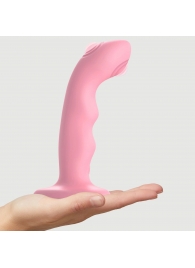 Розовая насадка-стимулятор Strap-On-Me Tapping Dildo Wave - Strap-on-me - купить с доставкой в Арзамасе