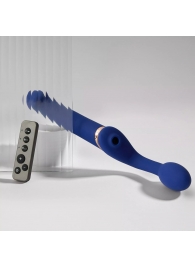 Синий безремневой страпон Multi Orgasm Bendable Strap-On size L с клиторальной стимуляцией - Strap-on-me - купить с доставкой в Арзамасе