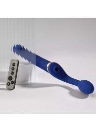 Синий безремневой страпон Multi Orgasm Bendable Strap-On size XL с клиторальной стимуляцией - Strap-on-me - купить с доставкой в Арзамасе