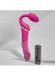 Ярко-розовый безремневой страпон Multi Orgasm Bendable Strap-On size XL с клиторальной стимуляцией - Strap-on-me - купить с доставкой в Арзамасе