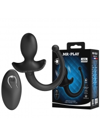 Черная анальная вибропробка с  хвостом и пультом ДУ - Baile