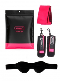 Черно-розовый эротический набор: маска, наручники и повязка - Erokay - купить с доставкой в Арзамасе