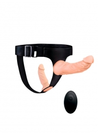 Женский страпон с 2 насадками, вибрацией и пультом ДУ - Erowoman-Eroman - купить с доставкой в Арзамасе