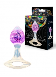 Сиреневатая анальная пробка с ручкой - 8,5 см. - AnaLove
