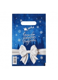 Сине-белый подарочный новогодний пакет с вырубной ручкой (20х30 см) - Сима-Ленд - купить с доставкой в Арзамасе