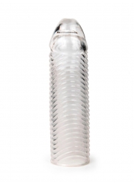 Прозрачная закрытая насадка на пенис с ребрышками - 16 см. - Sex Expert - в Арзамасе купить с доставкой