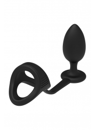 Черное эрекционное кольцо с анальной пробкой Cockstrap With Anal Plug - Dream Toys - в Арзамасе купить с доставкой