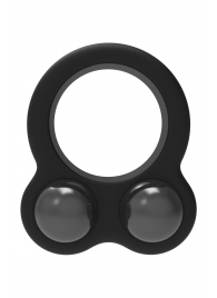 Черное эрекционное кольцо с утяжелителями Cockring Dual Weight - Dream Toys - в Арзамасе купить с доставкой