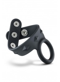 Черное эрекционное кольцо с подхватом мошонки на кнопках VS6 - Blush Novelties - в Арзамасе купить с доставкой