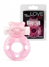 Розовое эрекционное виброкольцо в форме мишки - 1137 - в Арзамасе купить с доставкой