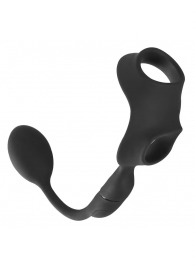 Черное виброкольцо с анальной пробкой Cock Ring with RC Butt Plug - Orion - в Арзамасе купить с доставкой
