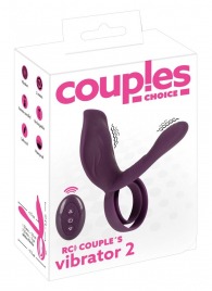 Фиолетовая насадка на член с клиторальным отростком и пультом ДУ RC Couple’s Vibrator 2 - Orion - в Арзамасе купить с доставкой