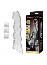 Прозрачный фаллоудлинитель с 3 вставками - 28 см. - Baile - в Арзамасе купить с доставкой