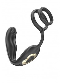 Черная анальная пробка с вращением и эрекционными кольцами - Ibiza - в Арзамасе купить с доставкой