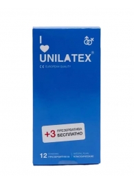 Классические презервативы Unilatex Natural Plain - 12 шт. + 3 шт. в подарок - Unilatex - купить с доставкой в Арзамасе