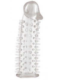 Прозрачная насадка на половой член с закрытой головкой и шипами - 12,5 см. - Toyfa Basic - в Арзамасе купить с доставкой