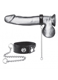 Утяжка на пенис с поводком Snap Cock Ring With 12  Leash - BlueLine - купить с доставкой в Арзамасе