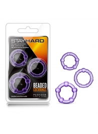 Набор из 3 фиолетовых эрекционных колец Stay Hard Beaded Cockrings - Blush Novelties - в Арзамасе купить с доставкой