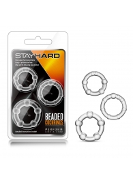 Набор из 3 прозрачных эрекционных колец Stay Hard Beaded Cockrings - Blush Novelties - в Арзамасе купить с доставкой