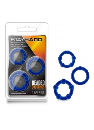 Набор из 3 синих эрекционных колец Stay Hard Beaded Cockrings - Blush Novelties - в Арзамасе купить с доставкой