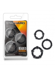 Набор из 3 чёрных эрекционных колец Stay Hard Beaded Cockrings - Blush Novelties - в Арзамасе купить с доставкой