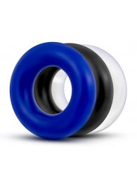 Набор из 3 разноцветных колец Stay Hard Donut Rings - Blush Novelties - в Арзамасе купить с доставкой