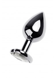 Серебристая анальная пробка с прозрачным кристаллом-сердцем - 8 см. - ToyFa - купить с доставкой в Арзамасе